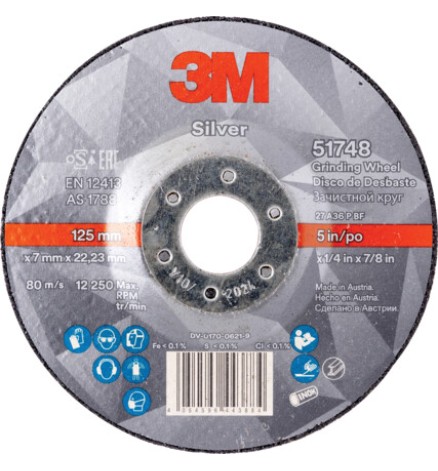 3M Silver disc polizare ceramic depresat 125 x 7 x 22,23mm 