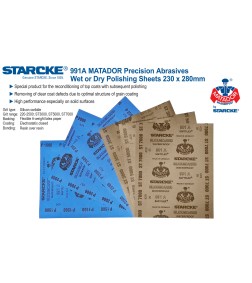 Starcke Matador 991A - Coli abrazive flexibile pe suport hârtie hidrorezistentă 230x280mm - P1000